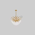 Elegant Modern Chandelier with White Cylindrical Shades and Gold Frame Design