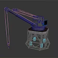 Industrial Crane With Metal Structure Base Long Lifting Arm Mechanical Components And Hanging Hook 3d model