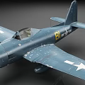 Vintage Blue Fighter Plane With Stars On Wings And Yellow B Mark