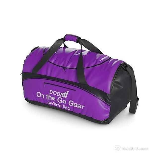Purple On the Go Gear Podium Sports Duffel Bag with Black Straps for Athletic Use 3d model 