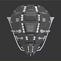 Futuristic Mechanical Weapon Metallic Structure With Square Panels Bolts Central Lens And Reflective Surface
