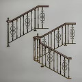 Elegant Wrought Iron Staircase Railing With Ornate Patterns And Gold Accents