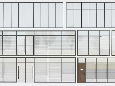 Various Modern Sliding Door Designs For Interior Space With Glass Panels 3d model