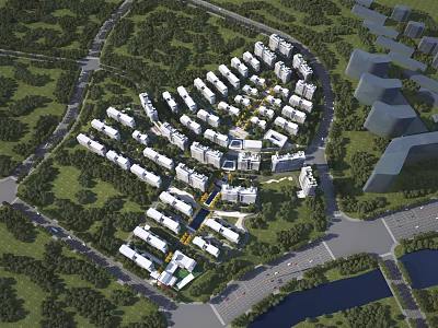 High-end residential bird's-eye planning 3d model