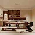 Modern Dining and Living Room Interior With Beige Sofa Wooden Coffee Table And Staircase Design
