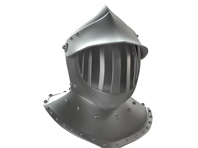 Medieval Knight Helmet With Metal Construction Grill Visor And Riveted Base 3d model