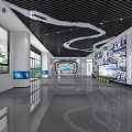 Smart Technology Exhibition Hall With Robot Display Screen And Blue Earth Design 3d model