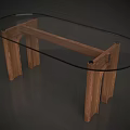 Oval Glass Top Dining Table With Sleek Wooden Legs And Modern Design