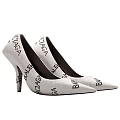 Balenciaga Pointed Toe High Heels With Knitted Texture And Light Gray Color