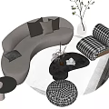 Modern Sofa Coffee Table Combination Curved Sofa Single Sofa 3d model