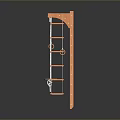 Orange Ladder Structure Fitness Equipment With Hanging Components And Small Platform
