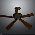Decorative Electric Ceiling Fan with Wooden Blades and Golden Center