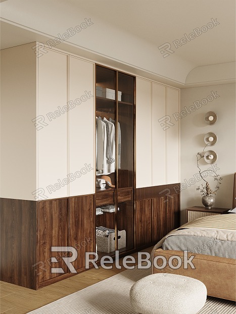 Quiet Style Bedroom Antique Style Wardrobe Black Walnut Wardrobe model