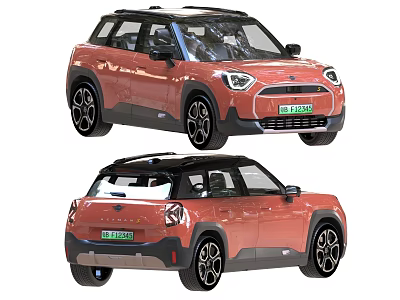 Modern Red Electric SUV With Roof Rack Body Lines Front Rear Views 3d model