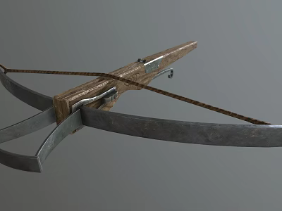 Traditional Weapon Crossbow With Wooden Body Metal Components And Bowstring Design 3d model
