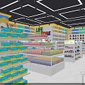 Modern Supermarket Department Store Interior With Organized Shelves And Product Displays