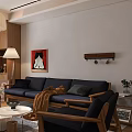 Cozy Living and Dining Area Interior With Pendant Light Sofa Dining Table And Plant