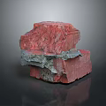 Artistic Red Textured Stacked Structure With Rough Surface And Gray Accents 3d model