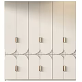 Elegant Modern White Wardrobe With Gold Handles And Geometric Line Design
