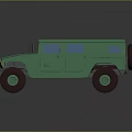 Green Military Off Road Vehicle With Roof Headlights And Red Tires