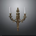 Golden Classic Wall Sconce With Two Candle Holders And Ornate Lion Head Design