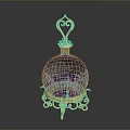 Decorative Transparent Glass Globe With Golden Stand Purple Liquid And Snowflake Pattern