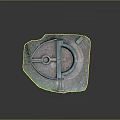 Antique Stone Mill With Circular Grinding Disc Metal Frame And Mossy Base