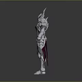 Fantasy Warrior 3D Character With Detailed Armor Golden Accents And Purple Cape
