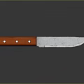 Weapon Knife With Red Wooden Handle Silver Sharp Blade And Metal Rivets