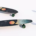 Colorful Skateboards With Green Wheels And Sun Cloud Graphic Designs For Sports