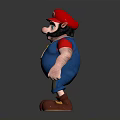 3D Cartoon Character Model With Red Hat Brown Mustache Blue Overalls And Shoes
