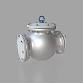 Silver Spherical Industrial Equipment With Blue Top Ring And Flange Connections