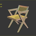 Light Wood Lounge Chair with Wooden Frame Mesh Seat Backrest and Cross Legs