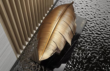 Modern Sculpture Banana Leaf Copper Art Sculpture Ornaments 3d model