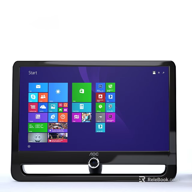 Acer Desktop Computer With Windows Start Menu And Colorful App Tiles On Screen 3d model