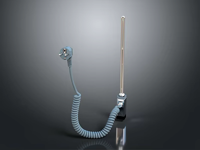 Electrical Device With Coiled Cord Plug Metal Rod And Stable Base Design 3d model