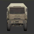 Beige Military Transport Truck With Canvas Covered Cargo Bed And Six Wheels