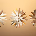 Star Shaped Art Installation With Gold White Brown Elements On Beige Background 3d model