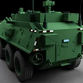 Green Wheeled Tank With Top Mounted Weapon System And Multiple Large Wheels On Dark Background
