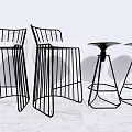 Stylish Modern Bar Stools With Geometric Metal Frames And High Leg Structure 3d model