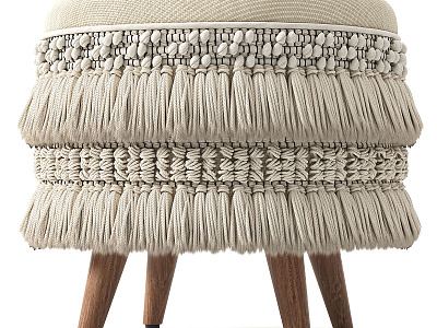 Silent Foot Stool Fabric Tassel Decorative Footstool 3d model