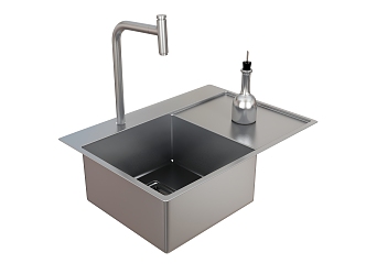 Stainless steel sink basin faucet 3d model