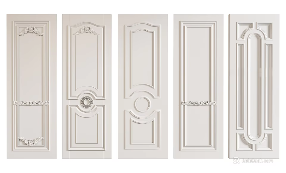 White Wall Panels With Various Decorative Designs For Interior Home Decoration 3d model 