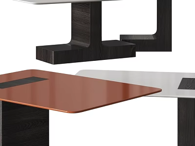 Modern Sofa Coffee Table Set With Brown Tabletop And Black Wooden Base 3d model