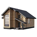 Two Story Single Family Wooden House With Black Roof And Front Porch Exterior