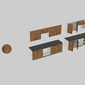 Modern Wooden Storage Cabinet With Drawers Open Shelves And Black Countertop