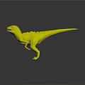 Green Dinosaur with Yellow Stripe Standing in Fierce Pose Showing Sharp Teeth 3d model