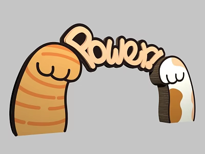 Cartoon Style Event Entrance With Orange Striped White Brown Claw Like Arms Displaying Power Lettering 3d model