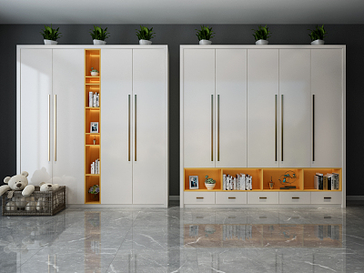 Modern Wardrobe White Simple Wardrobe 3d model