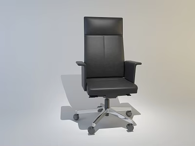 Black Leather Office Chair with High Backrest Armrests and Swivel Rolling Base 3d model